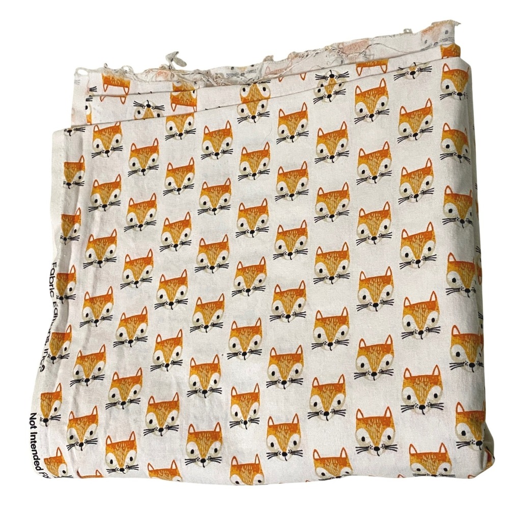 Fabric Editions Inc Orange Fox Face Print Cotton Fabric 42"x78" Woodland Animal